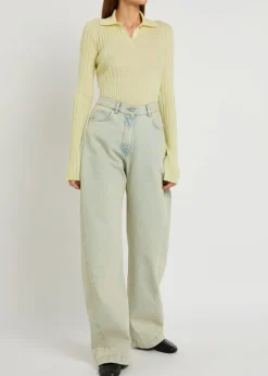 Amber ribbed wool polo top