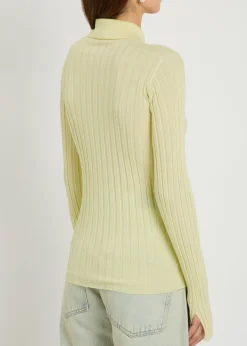 Amber ribbed wool polo top