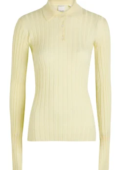 Amber ribbed wool polo top