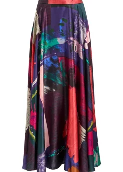 Ameera printed silk-satin midi skirt