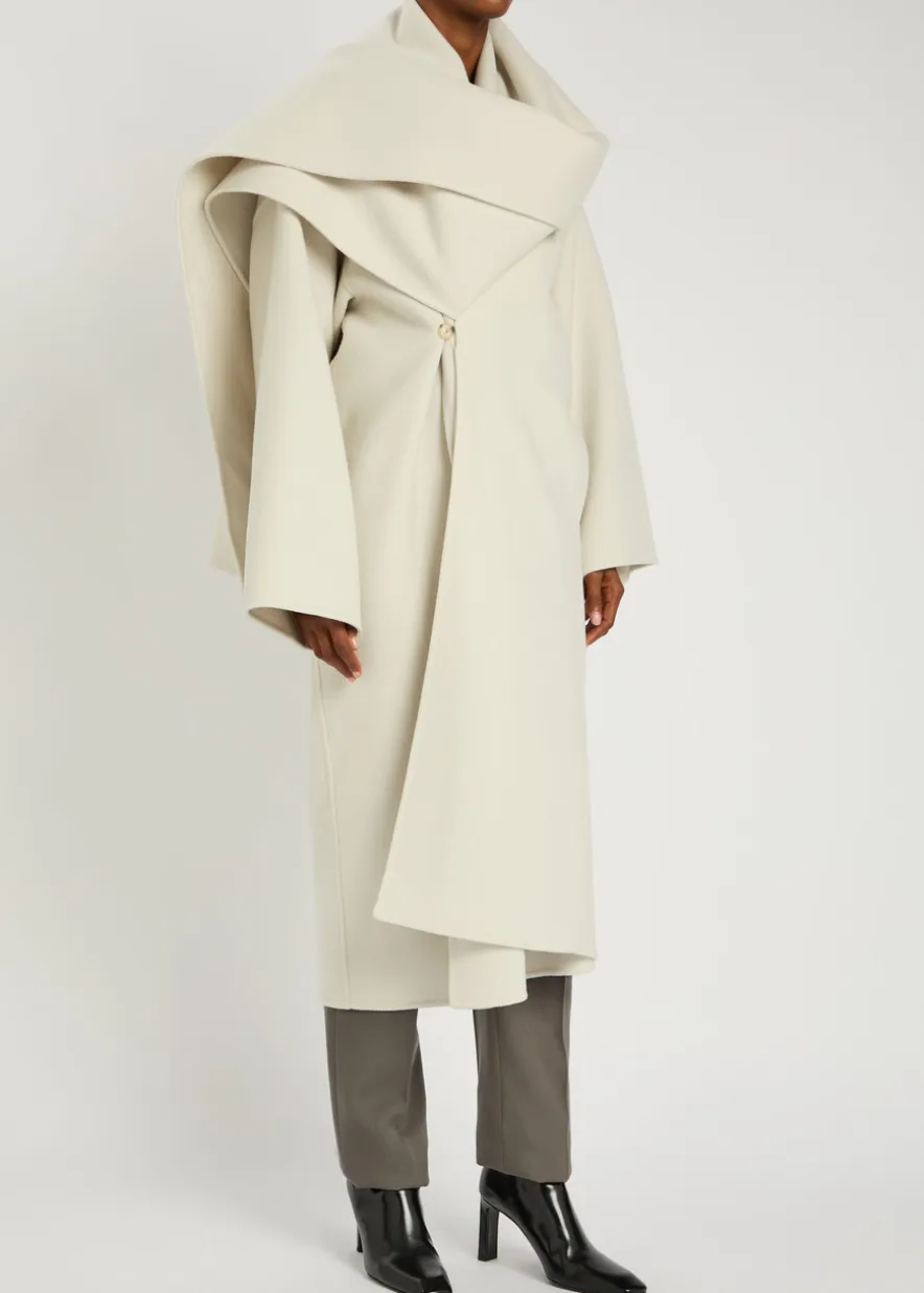 Amelia scarf-effect wool and cashmere-blend coat