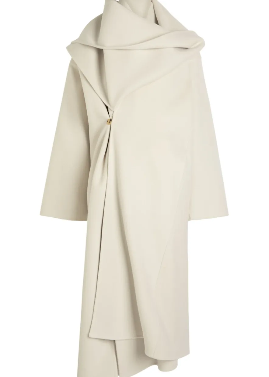 Amelia scarf-effect wool and cashmere-blend coat