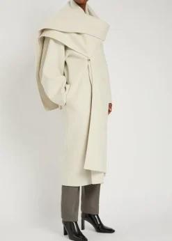Amelia scarf-effect wool and cashmere-blend coat