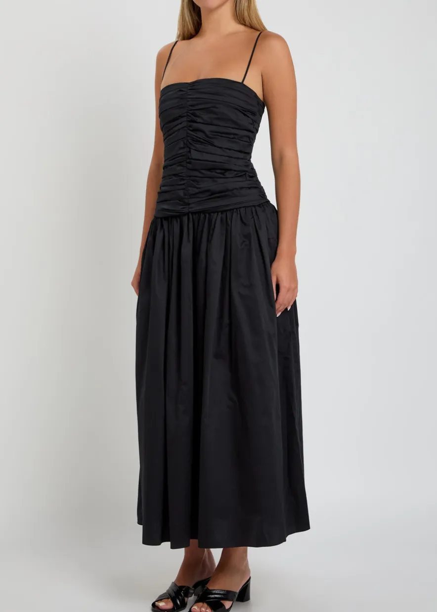 Amina gathered cotton midi dress