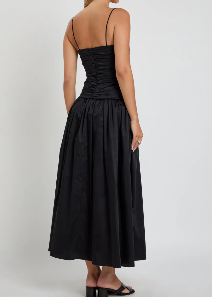 Amina gathered cotton midi dress