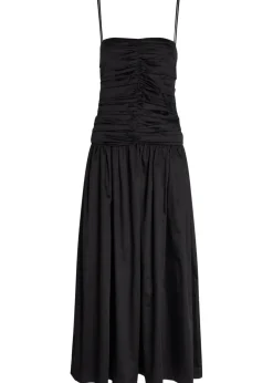 Amina gathered cotton midi dress