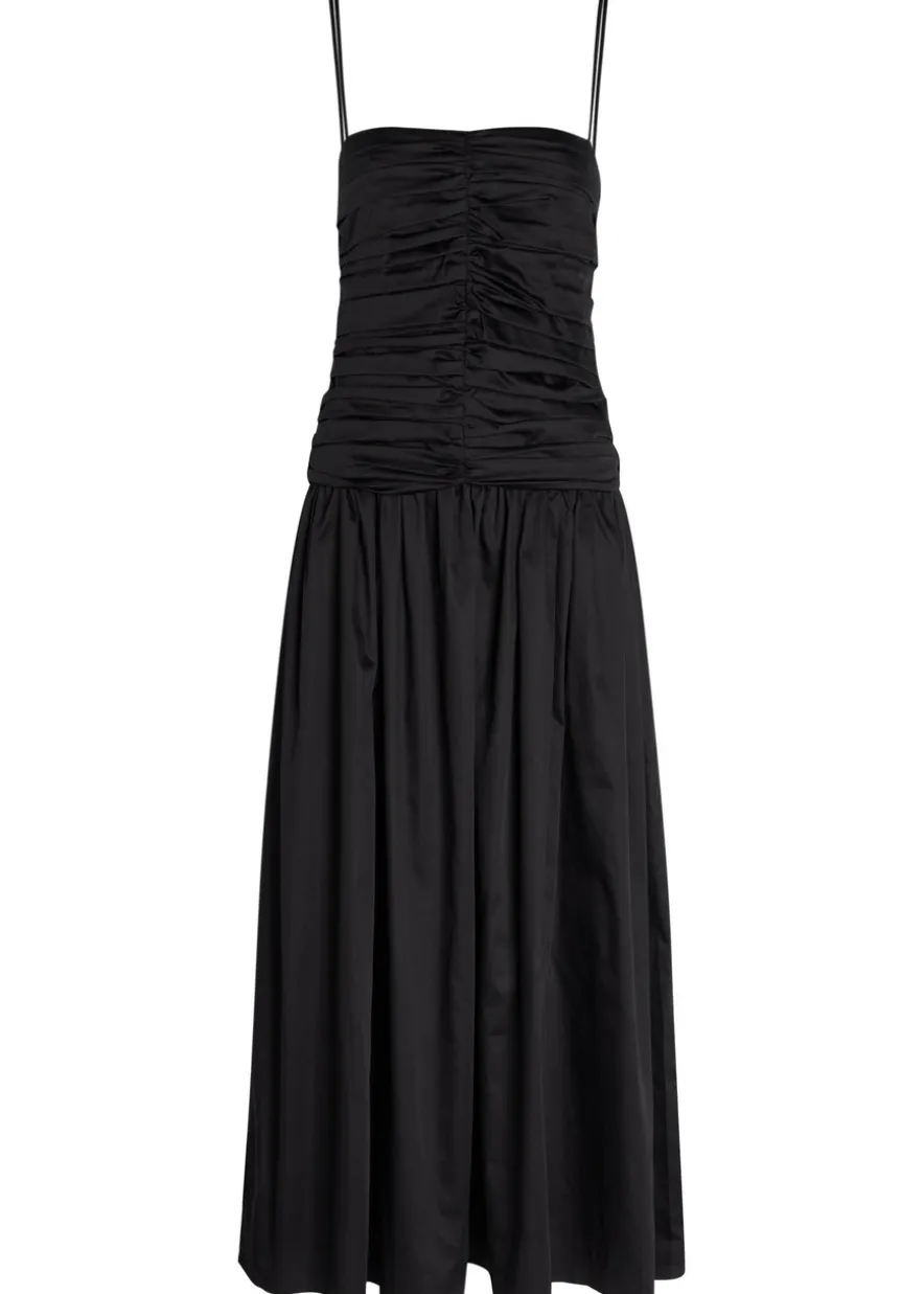 Amina gathered cotton midi dress