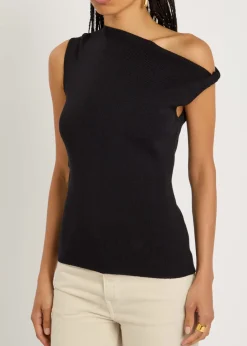 Ami off-the-shoulder knitted tank
