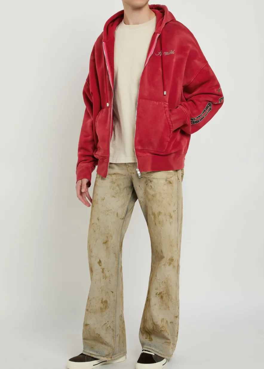 Amiri Bones embellished hooded cotton sweatshirt