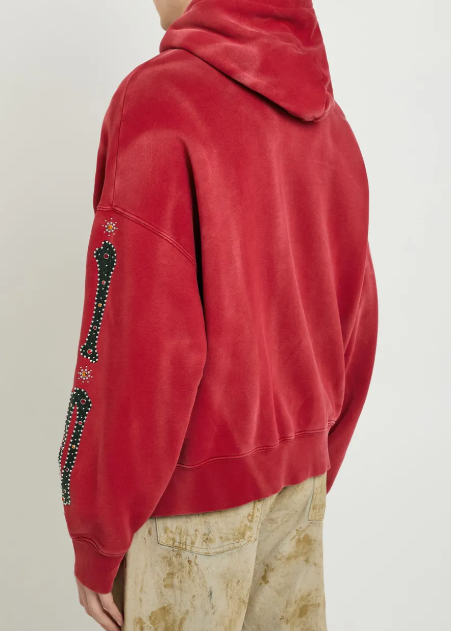 Amiri Bones embellished hooded cotton sweatshirt