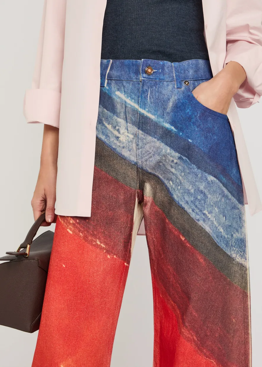 Amoret printed barrel-leg denim jeans