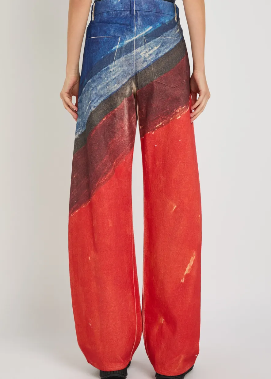Amoret printed barrel-leg denim jeans