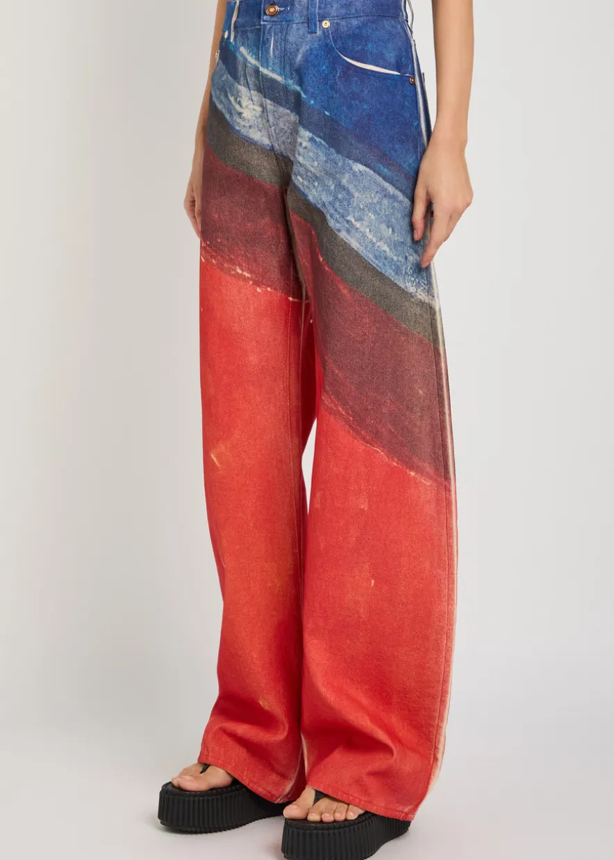 Amoret printed barrel-leg denim jeans