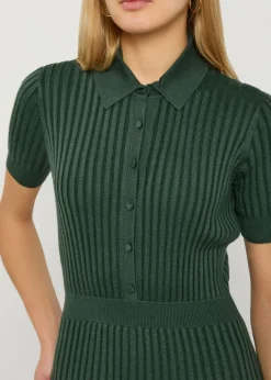 Amor ribbed cashmere-blend midi shirt dress
