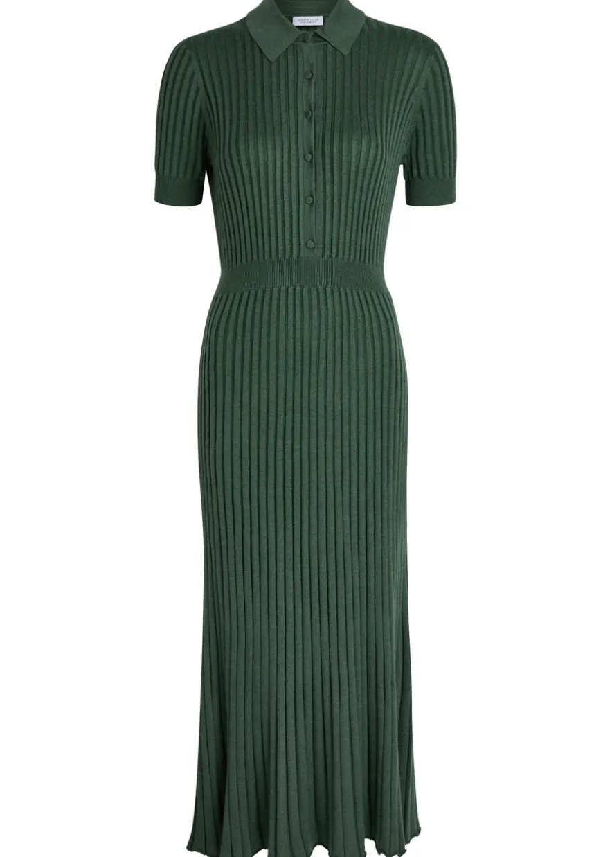Amor ribbed cashmere-blend midi shirt dress