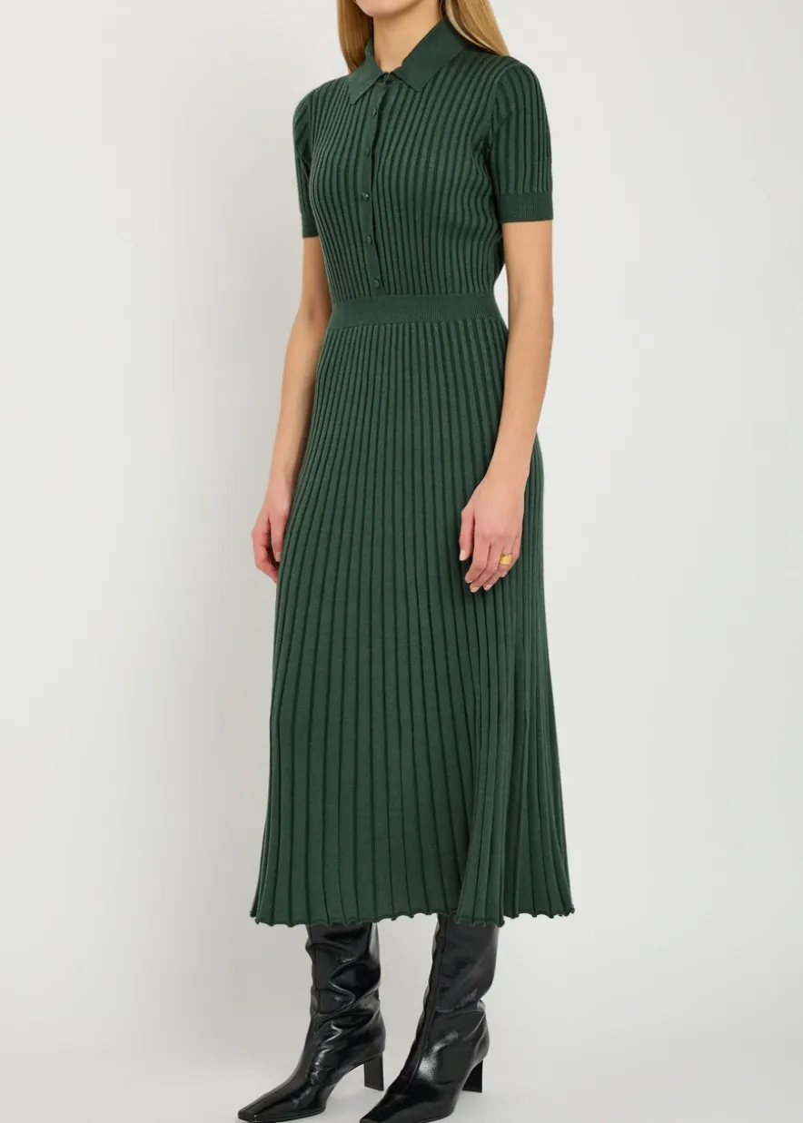 Amor ribbed cashmere-blend midi shirt dress