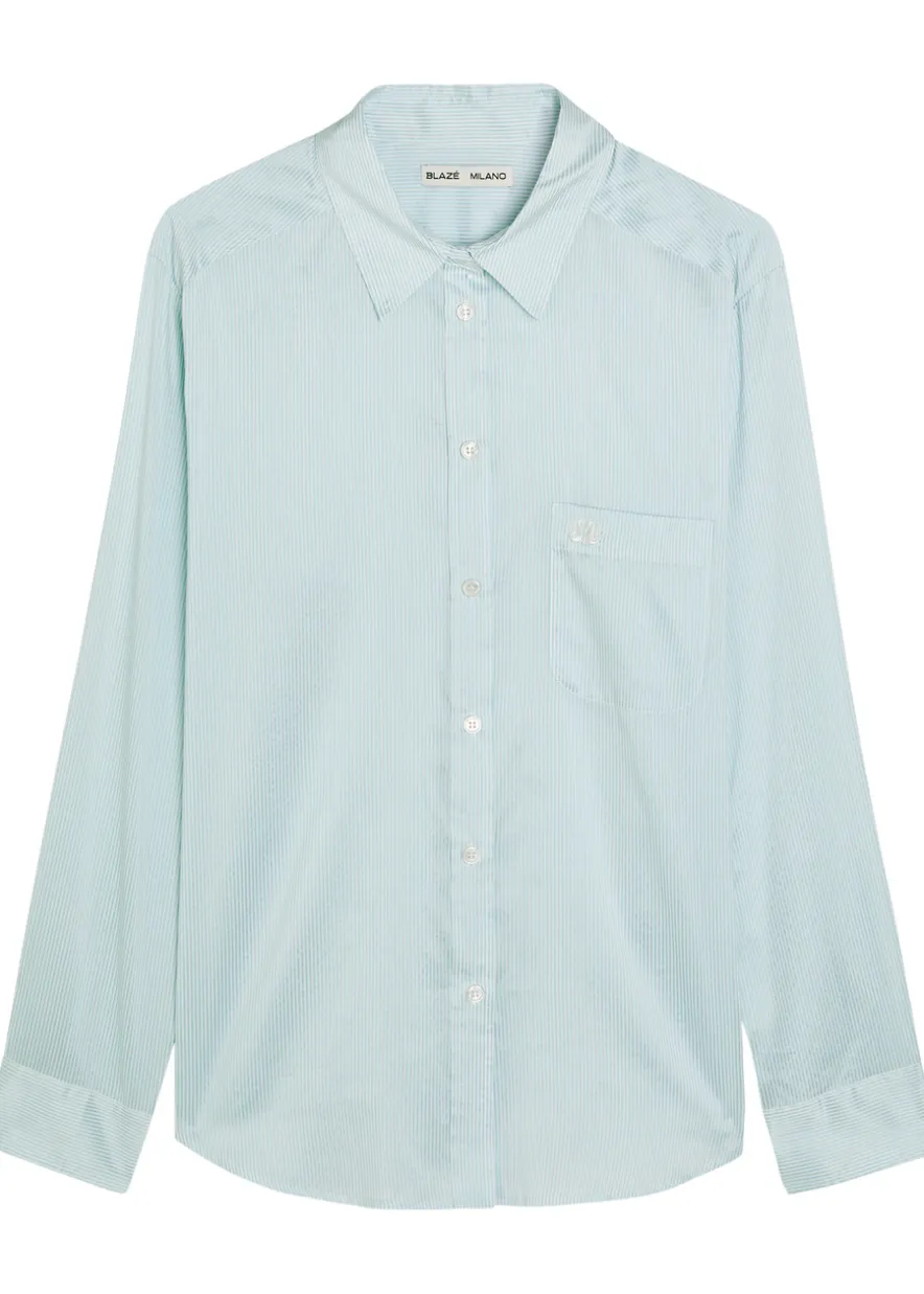 Anabas pinstripe silk and cotton-blend shirt