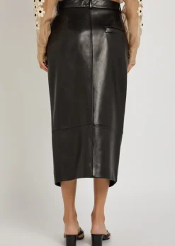 Anden leather midi skirt