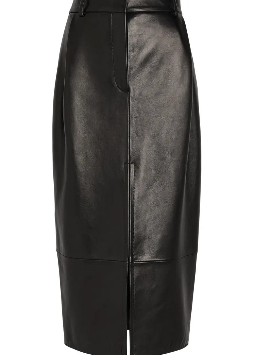 Anden leather midi skirt