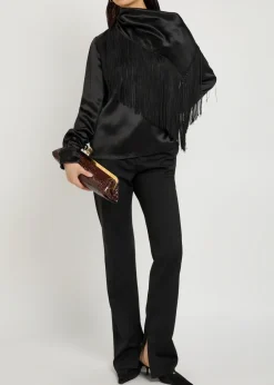 Anderson scarf-effect draped silk top