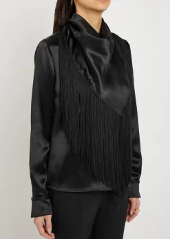 Anderson scarf-effect draped silk top