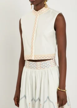 Andorra embroidered cotton-blend top