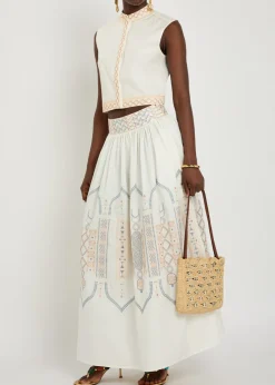 Andorra embroidered cotton-blend top