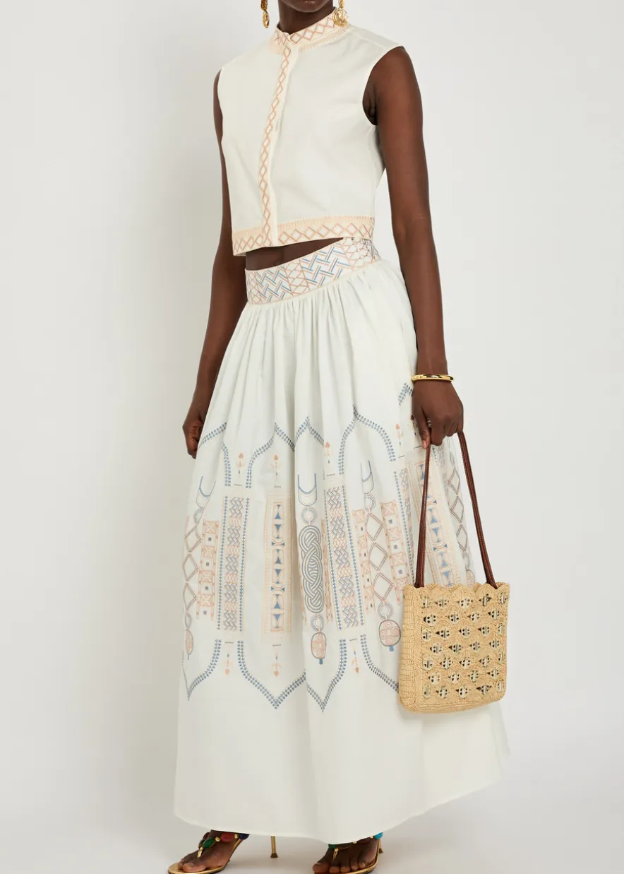 Andorra embroidered cotton-blend top