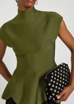 Andra high-neck stretch-knit top