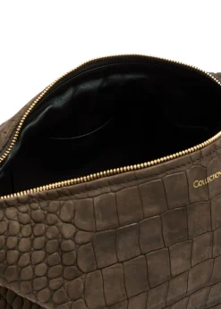 Andy crocodile-effect nubuck top handle bag