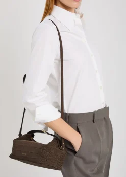 Andy crocodile-effect nubuck top handle bag