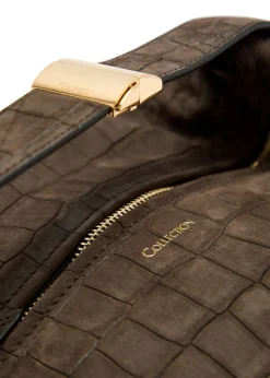 Andy crocodile-effect nubuck top handle bag