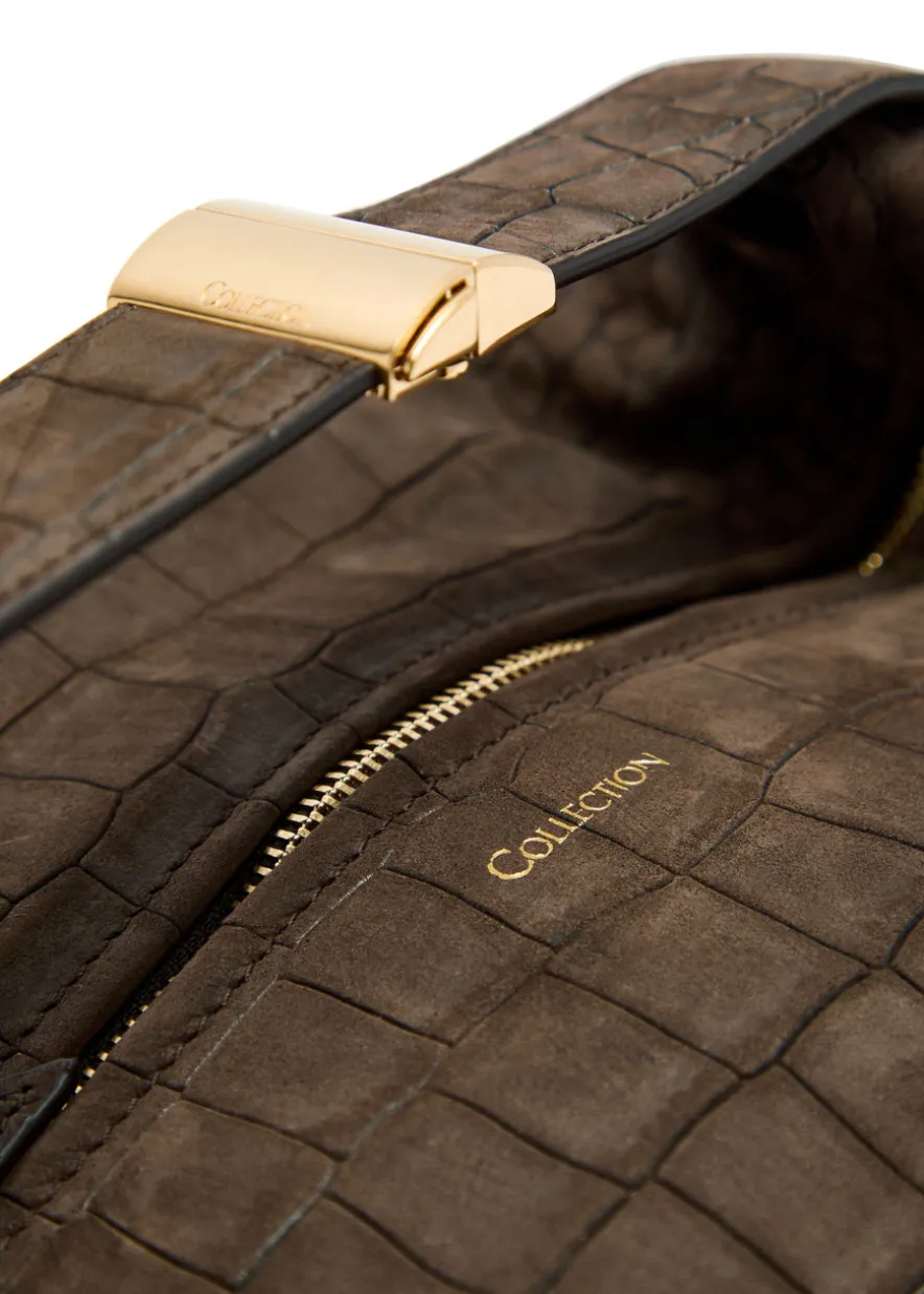 Andy crocodile-effect nubuck top handle bag