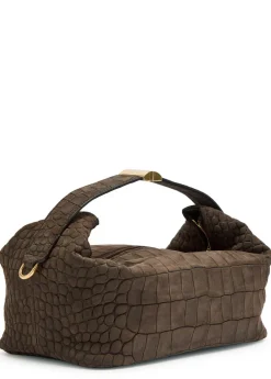 Andy crocodile-effect nubuck top handle bag