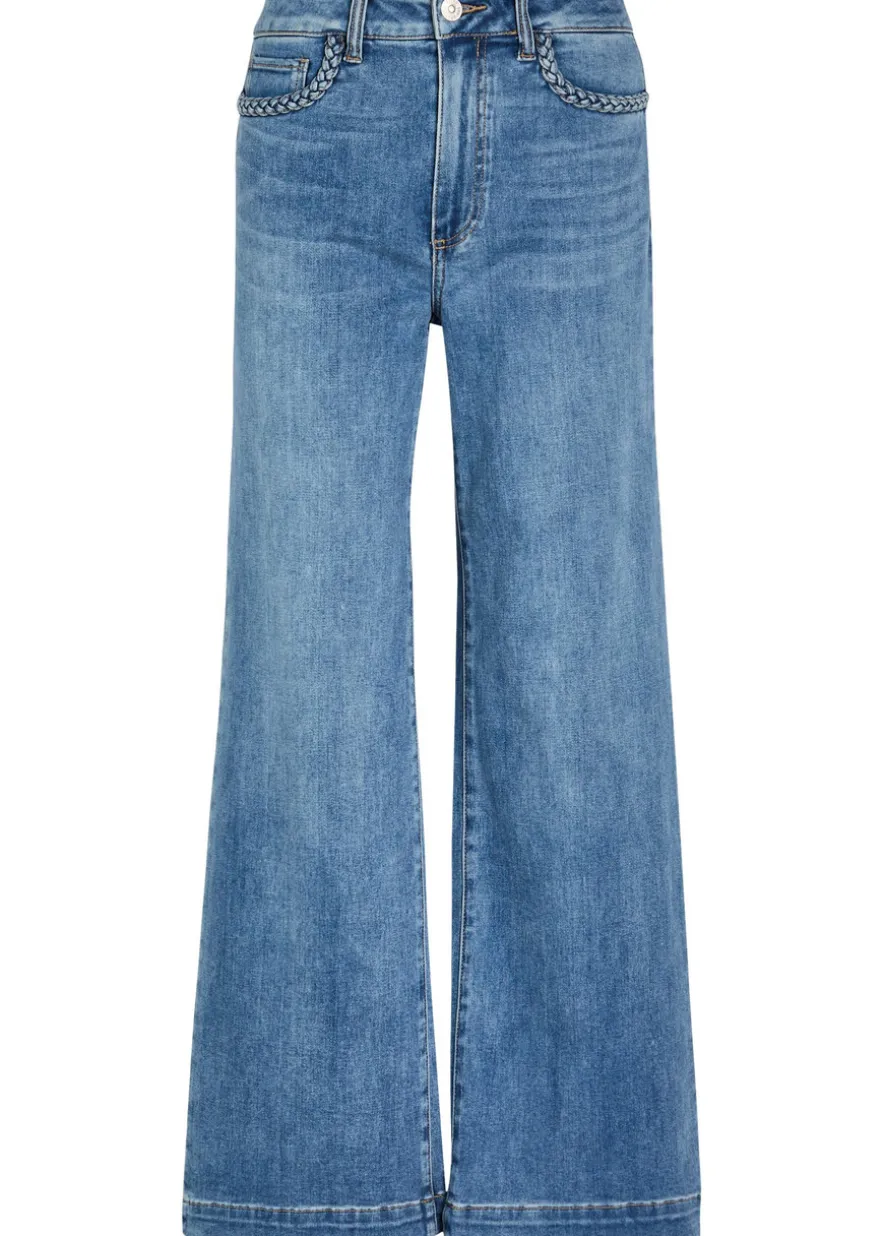 Anessa braided-trim wide-leg jeans