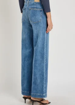 Anessa braided-trim wide-leg jeans