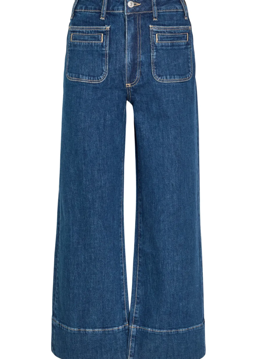 Anessa patch pockets wide-leg stretch-denim jeans