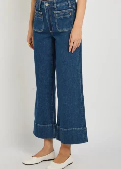 Anessa patch pockets wide-leg stretch-denim jeans
