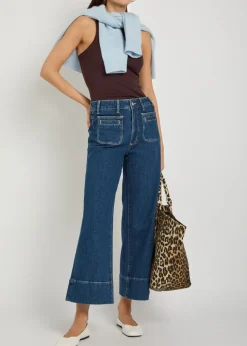 Anessa patch pockets wide-leg stretch-denim jeans