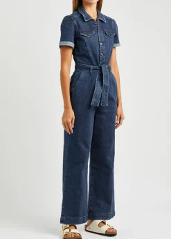 Anessa wide-leg stretch-denim jumpsuit
