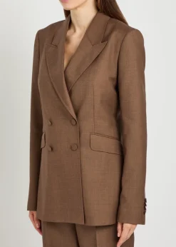 Angela double-breasted wool and silk-blend blazer