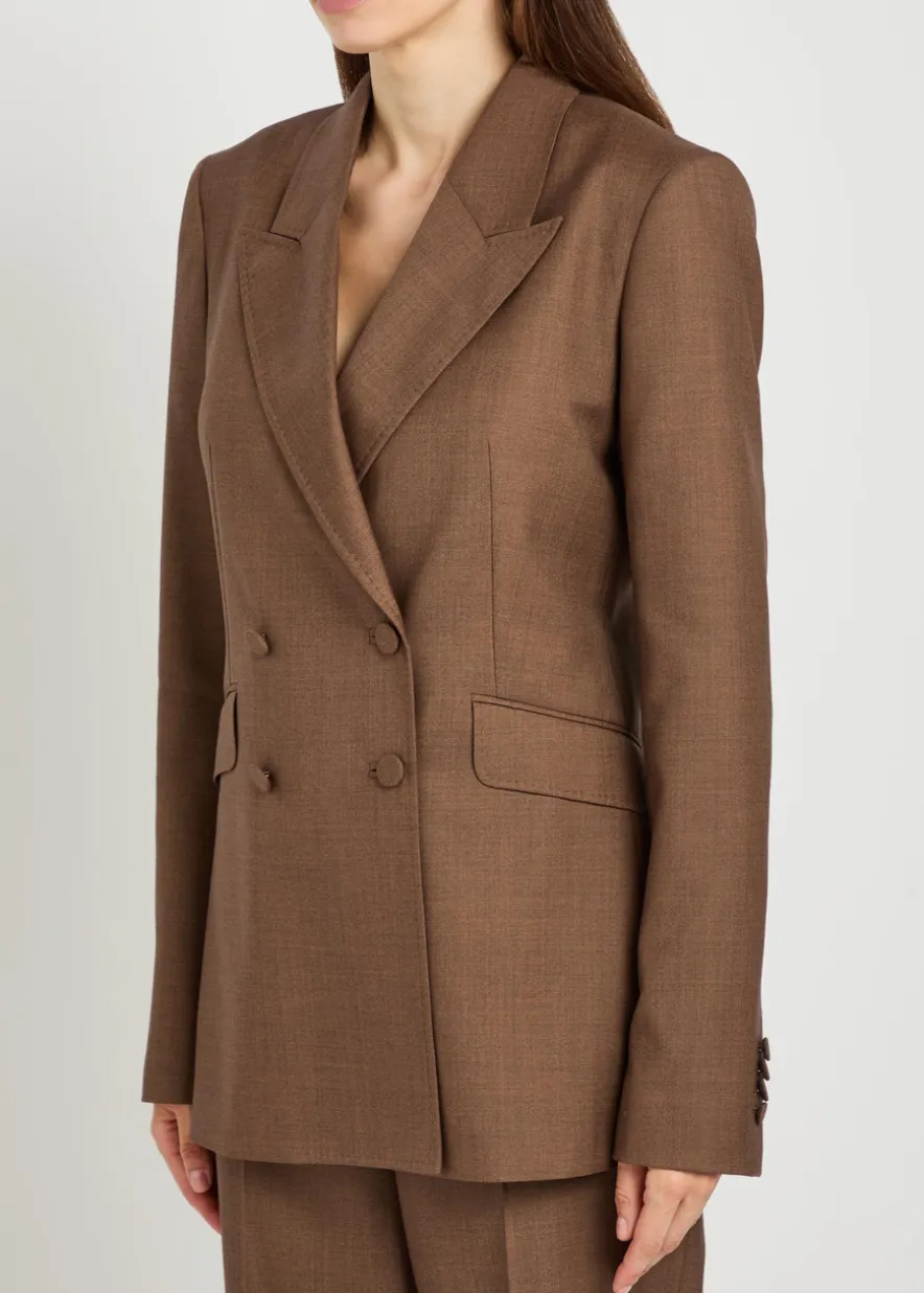 Angela double-breasted wool and silk-blend blazer