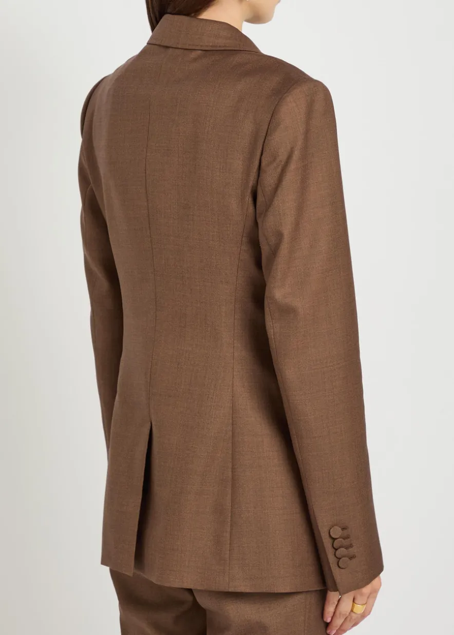 Angela double-breasted wool and silk-blend blazer
