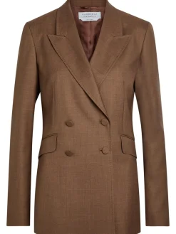 Angela double-breasted wool and silk-blend blazer