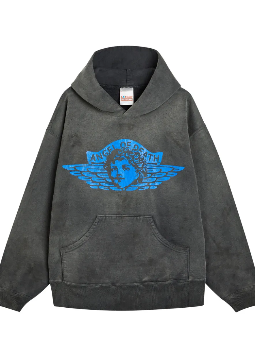 Angel of Death printed hooded cotton sweatshirt