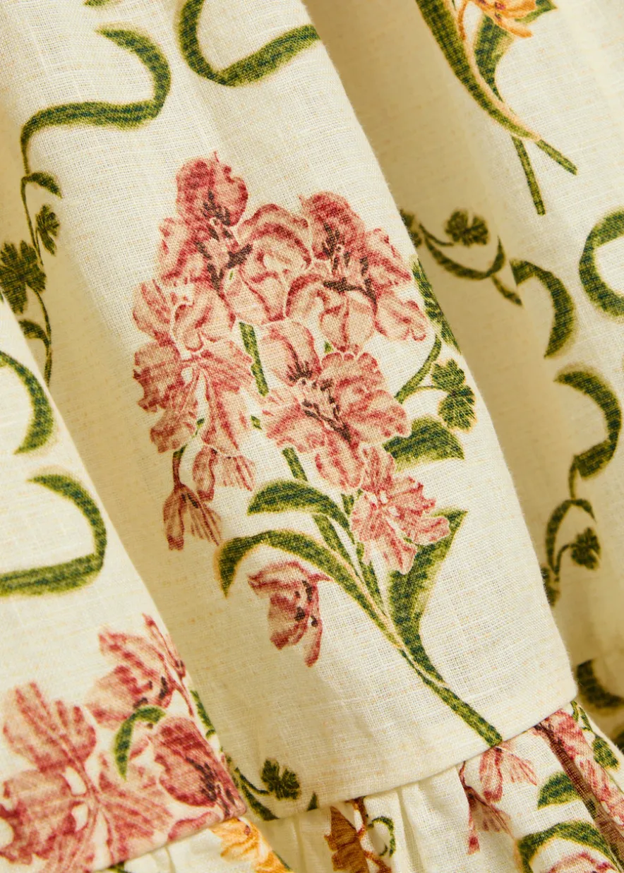 Anis floral-print linen maxi skirt