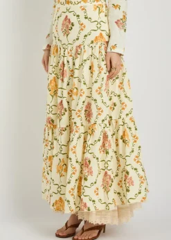 Anis floral-print linen maxi skirt