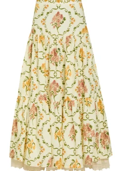 Anis floral-print linen maxi skirt