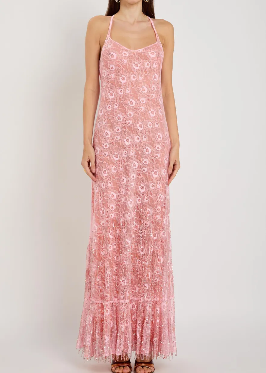 Anita embellished floral-lace maxi dress