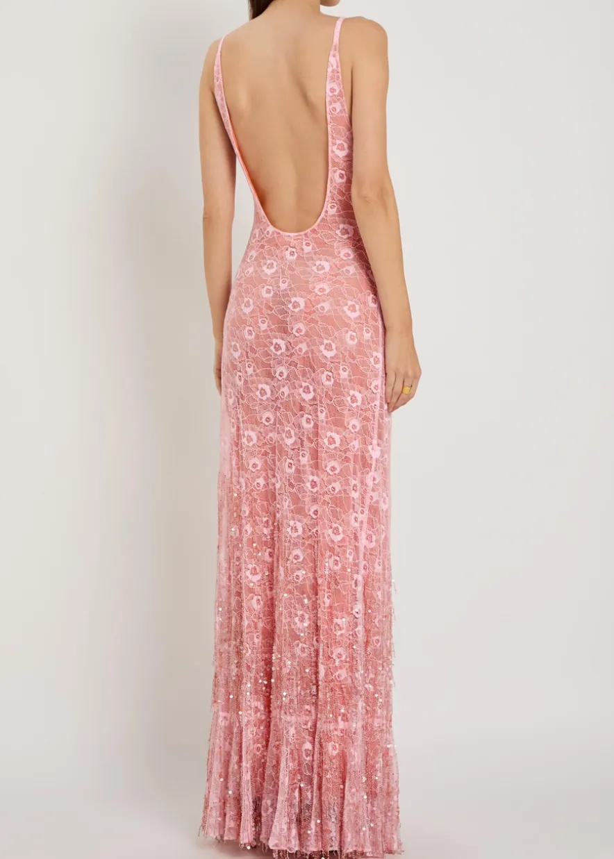 Anita embellished floral-lace maxi dress